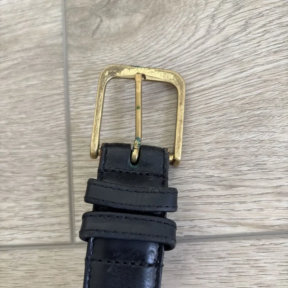 Vintage Coach 5800 Burnished Cowhide Brass Buckle Black 80s Y2K Dress Belt 38/95